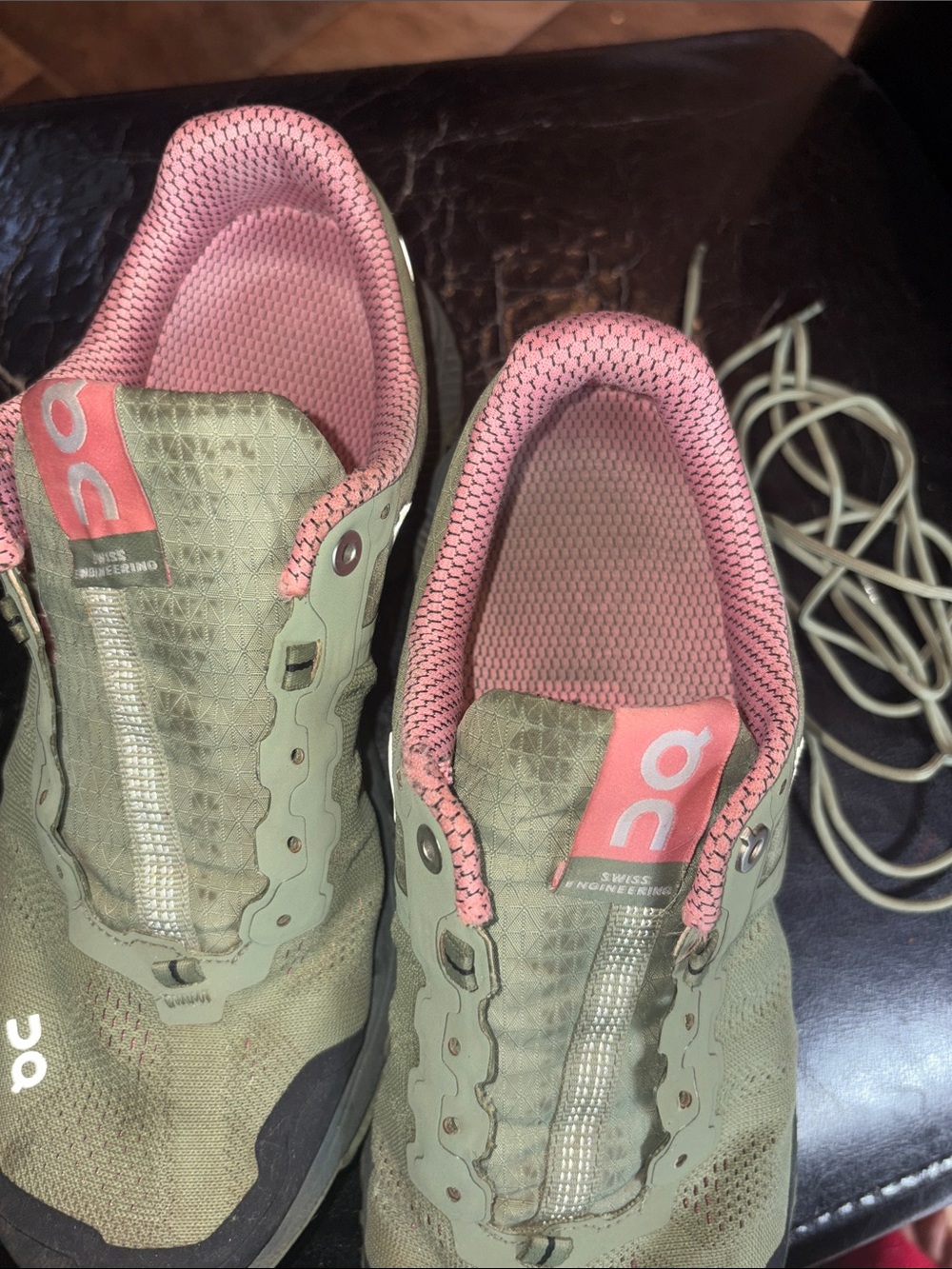 On Running Women’s Trail Runners in Olive and Pink - Picture 6 of 6